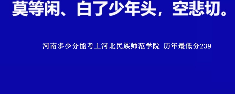 河南多少分能考上河北民族师范学院 历年最低分239