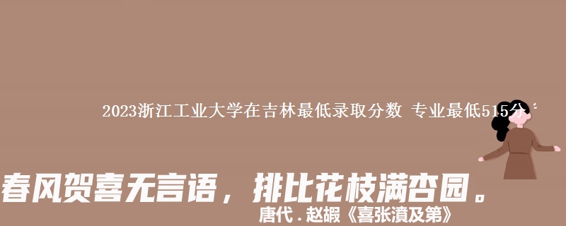 2023浙江工业大学在吉林最低录取分数 专业最低515分