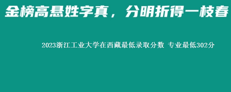 2023浙江工业大学在西藏最低录取分数 专业最低302分