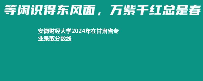 安徽财经大学2024年在甘肃省专业录取分数线