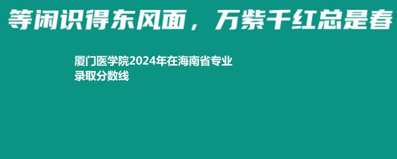 厦门医学院2024年在海南省专业录取分数线