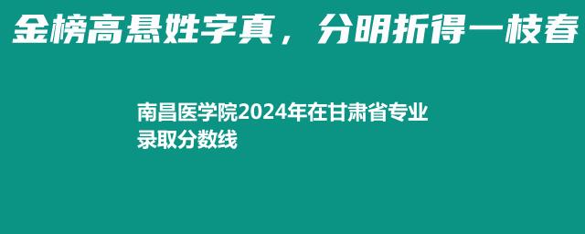 南昌医学院2024年在甘肃省专业录取分数线