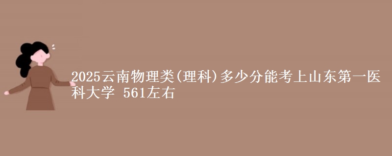 2025云南物理类(理科)多少分能考上山东第一医科大学 561左右