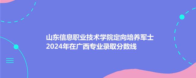 山东信息职业技术学院定向培养军士2024年在广西专业录取分数线