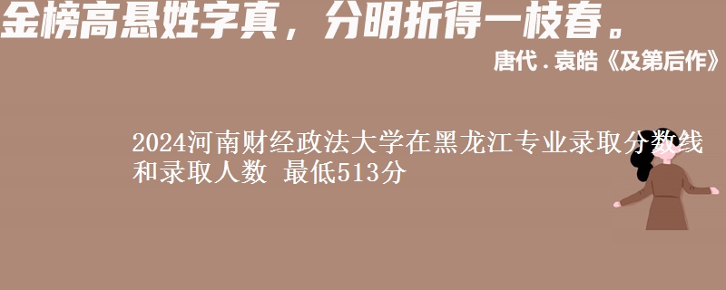 2024河南财经政法大学在黑龙江专业录取分数线和录取人数 最低513分
