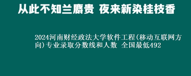 2024河南财经政法大学软件工程(移动互联网方向)专业录取分数线和人数 全国最低492