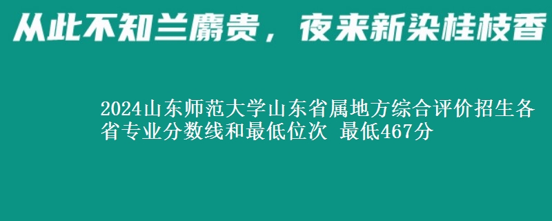 2024山东师范大学山东省属地方综合评价招生各省专业分数线和最低位次 最低467分