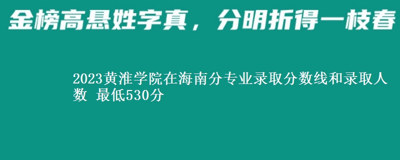 2023黄淮学院在海南分专业录取分数线和录取人数 最低530分
