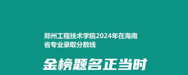 郑州工程技术学院2024年在海南省专业录取分数线