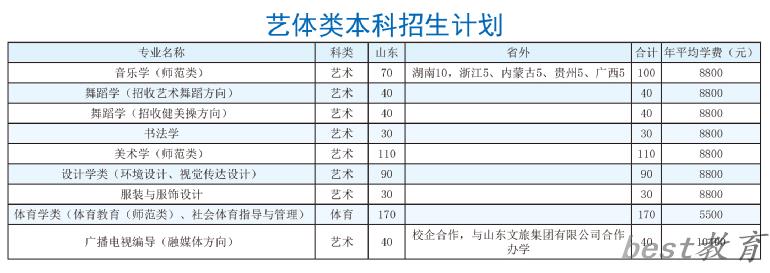 泰山学院艺术类专业一览表