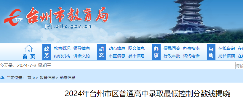 2024年浙江台州市区中考录取录取分数线公布.png