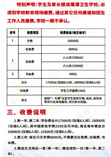 鹰潭卫生学校学费